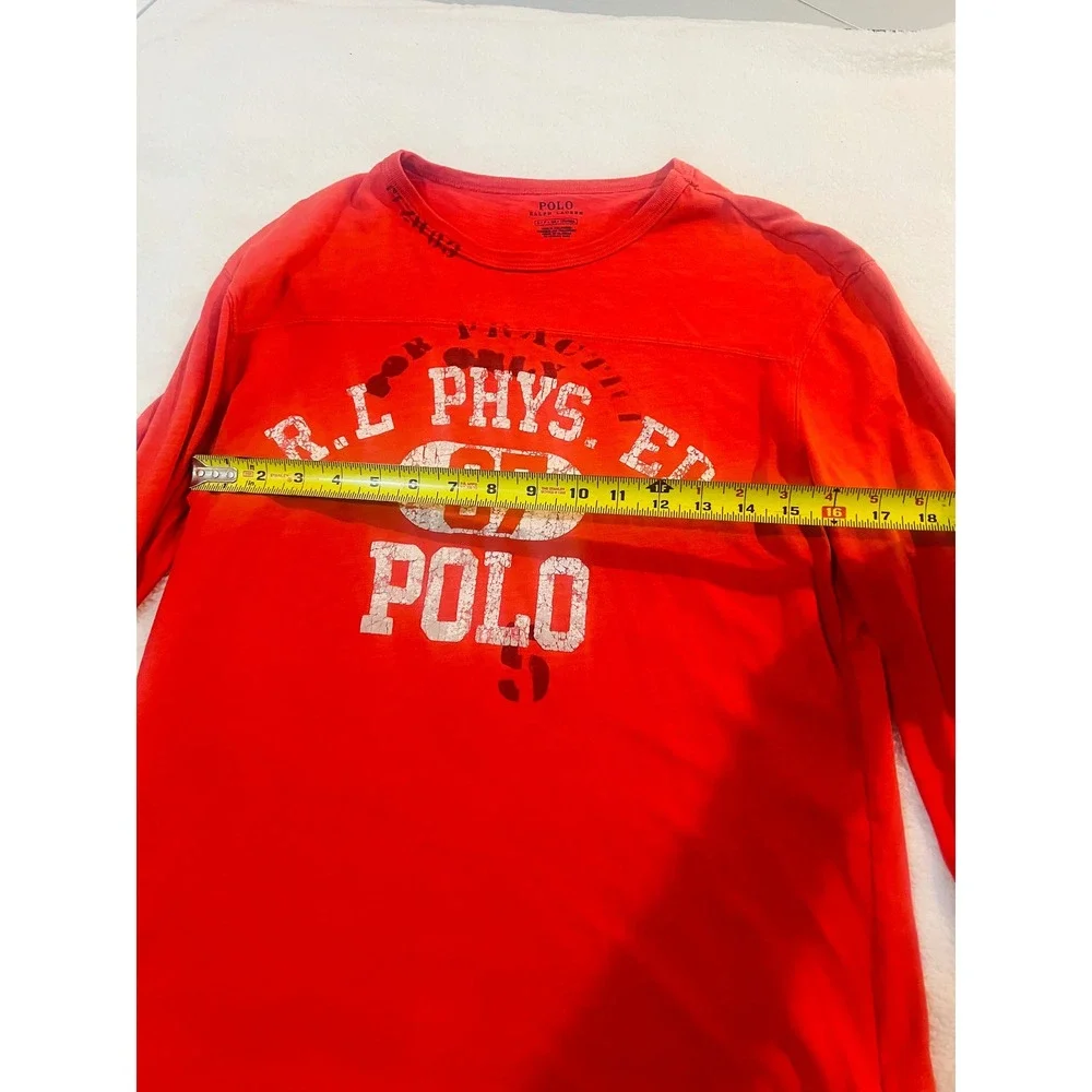 Polo Ralph Lauren Mens Red Long Sleeve Phys Ed 67 Graphic T-Shirt Medium